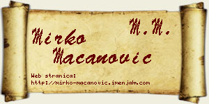 Mirko Macanović vizit kartica